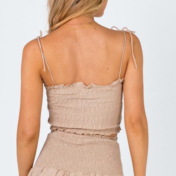 Princess Polly Tan Smocked Crop Top - Picture 4 of 6